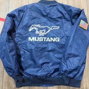 Mustang MA-1 Bomber Jacket Navy Custom Name Patch USA Flag Men’s L